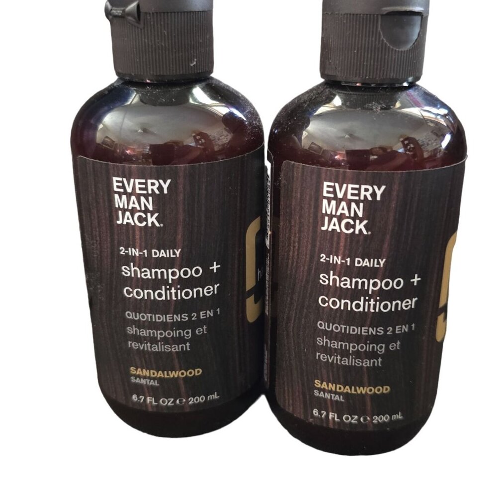 Every Man Jack Sandalwood 2-In-1 Daily Shampoo + Conditioner 6.7 Fl Oz (2 Pack)